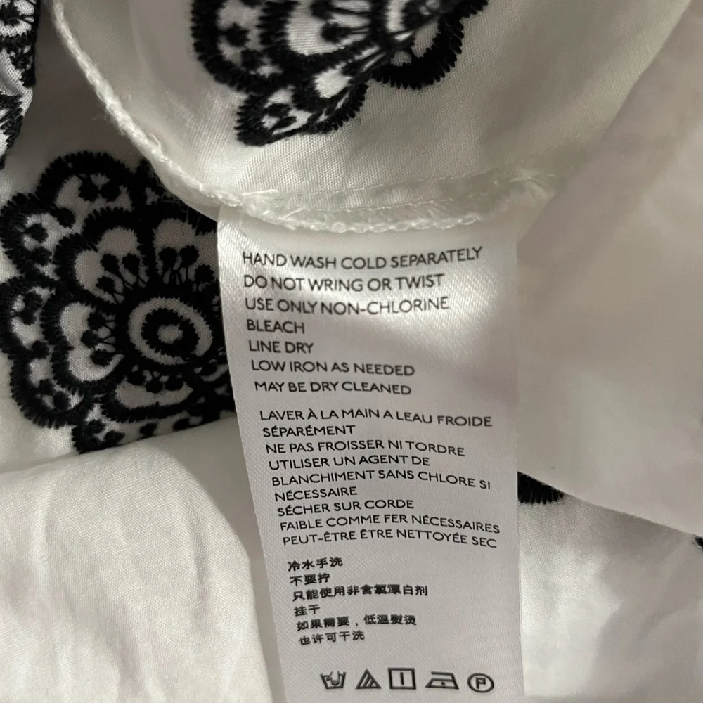 Anthropologie Maeve White & Black Puff Sleeve Blouse
